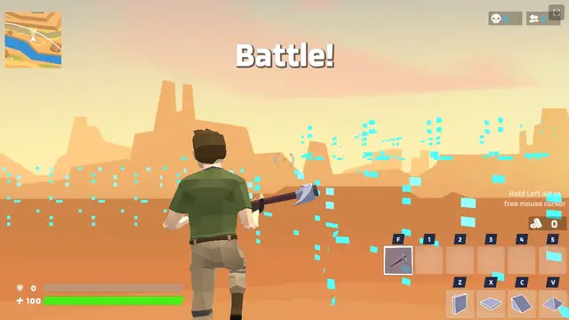 1v1.LOL competitive match gameplay: ramp building, shotgun aim and build bars