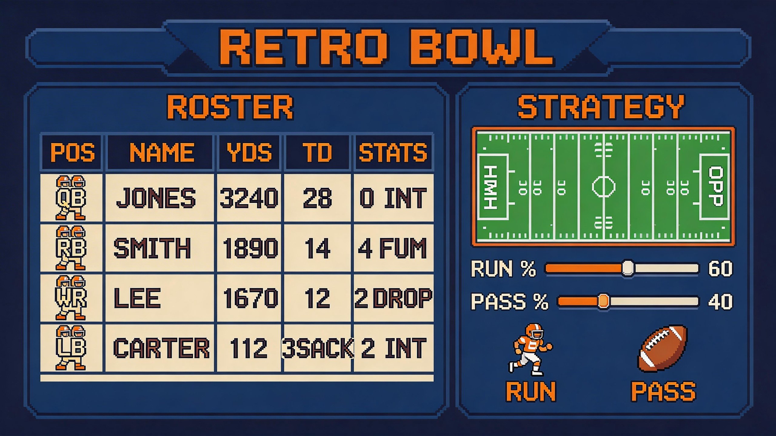 Retro Bowl team management